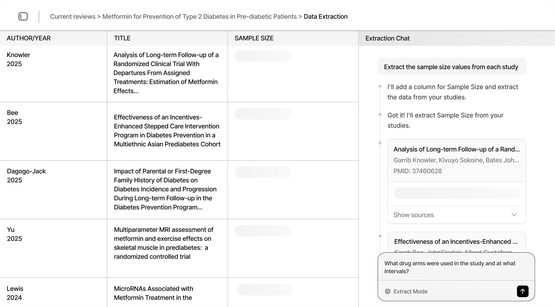 Data Extraction Interface